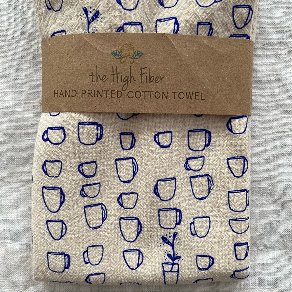 New Hand Printed Cotton Dish Towel by The High Fiber Made in USA